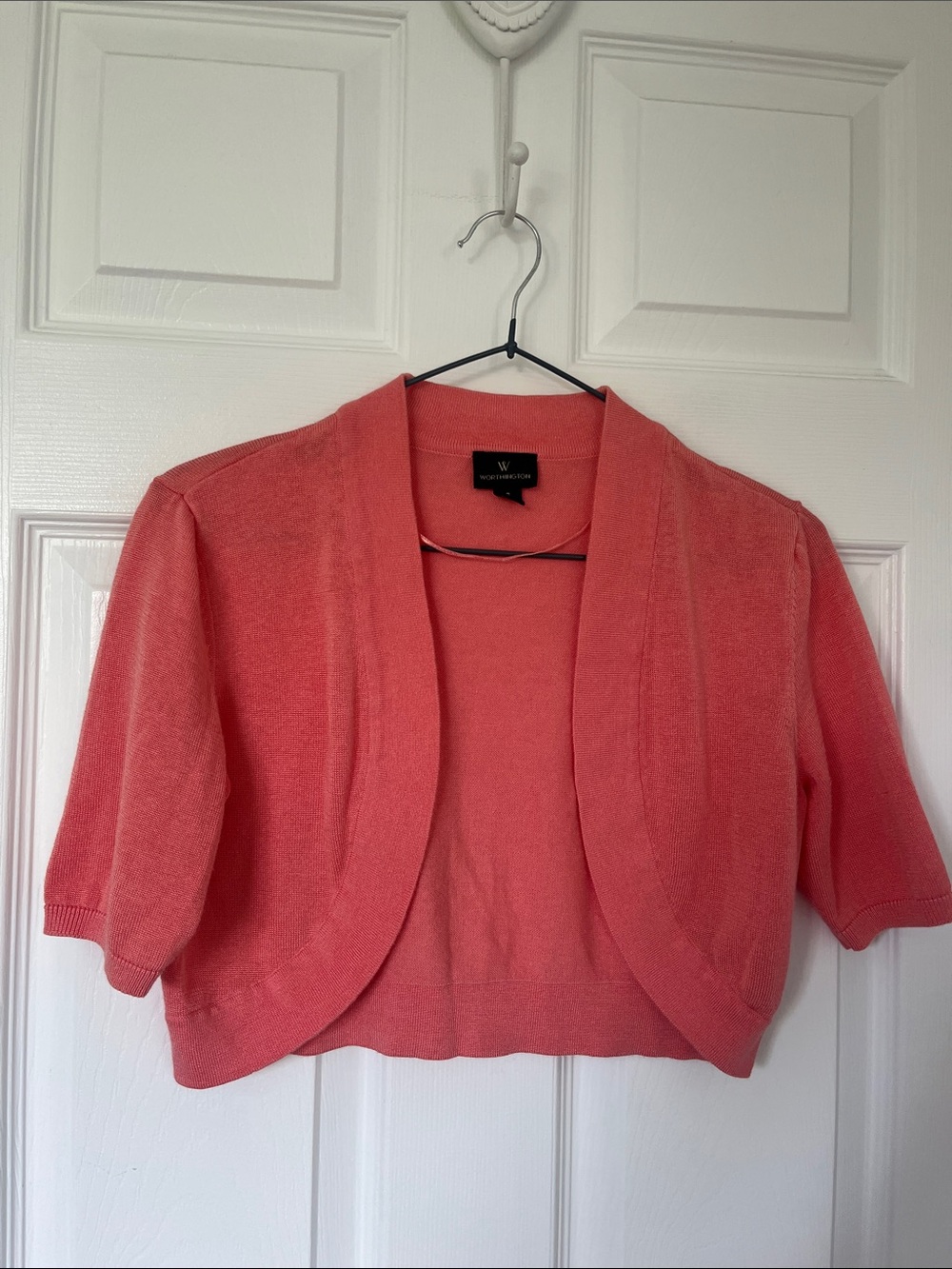 WORTHINGTON Coral Short-Sleeve Open Cardigan short Sweater